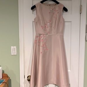 Teri Jon beaded flowers cocktail flair dress